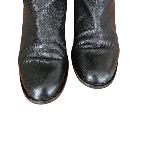 Chanel CC Knee High Tall Riding Boot Size 40 US 9 9.5 Black Pebble Leather - Picture 5 of 15